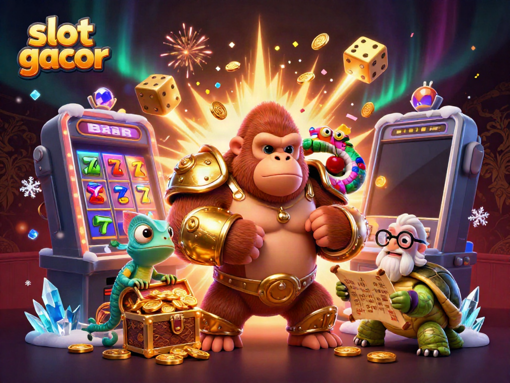 Experience thrilling wins with slot gacor, featuring dynamic characters and vibrant casino elements.
