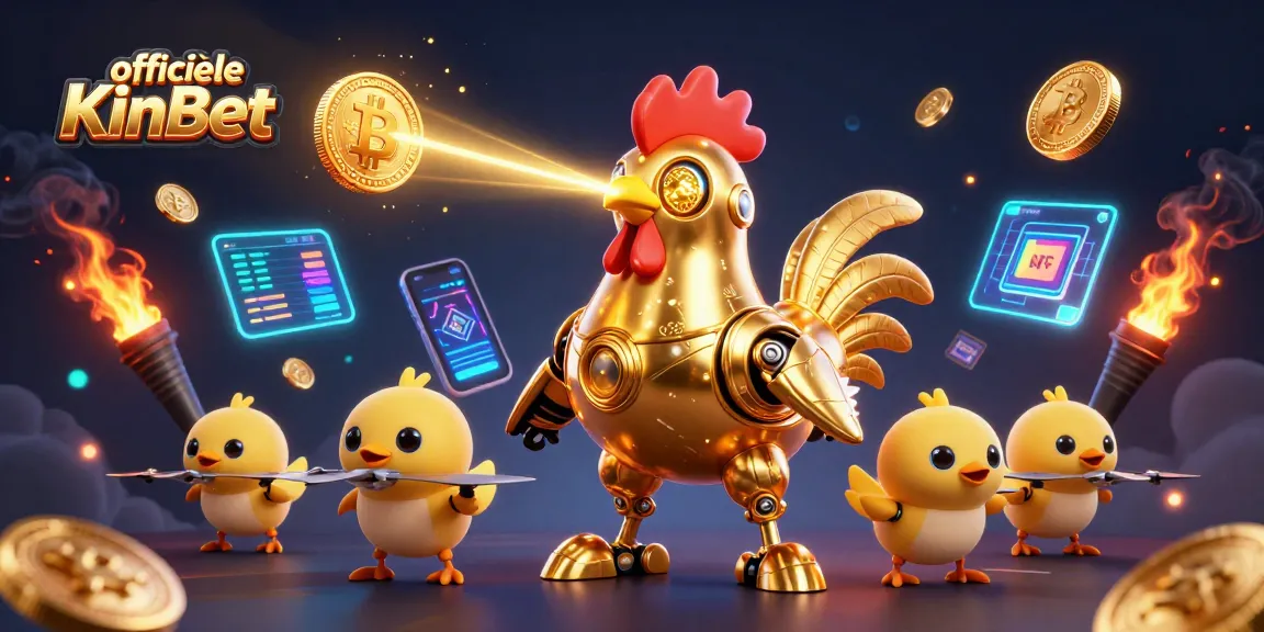 Experience thrilling slots at officiële KinBet with a dazzling 3D casino-themed illustration.